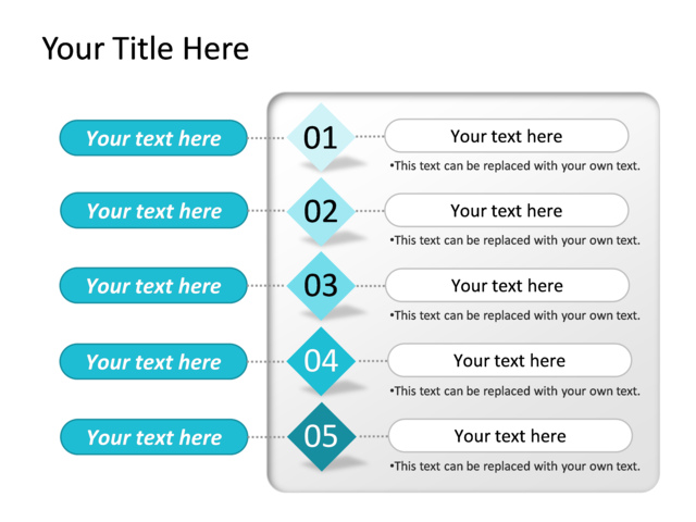 PowerPoint Slide Process List Diagram 5 Steps Blue 721 1
